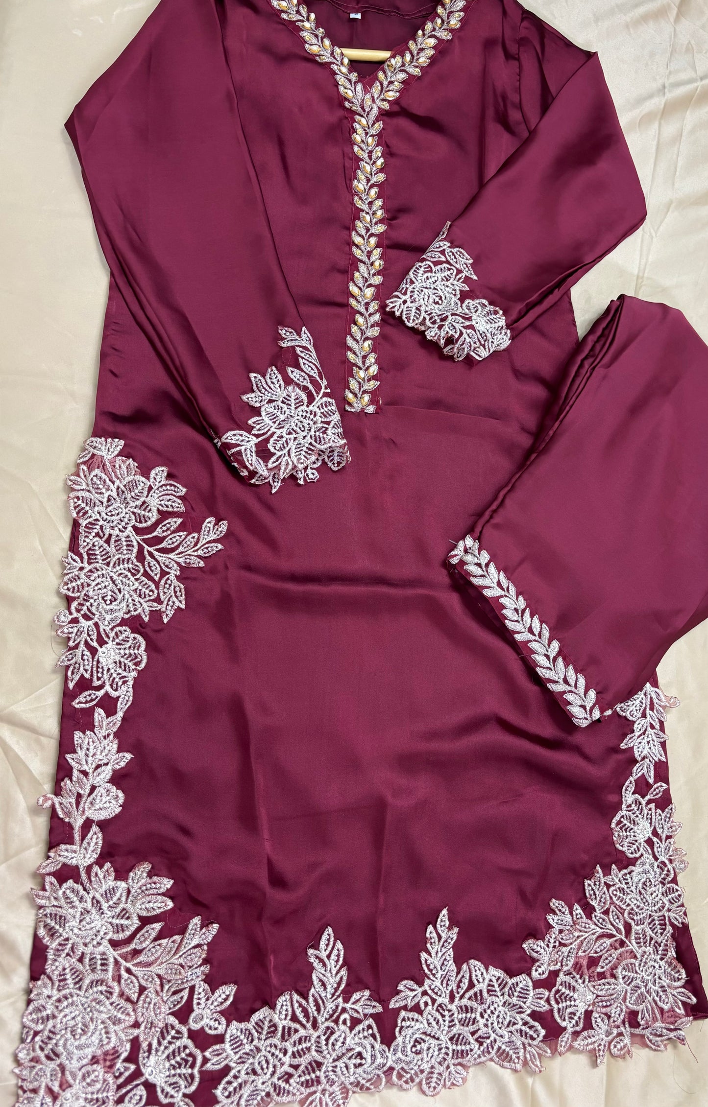 Crimson Aura — Embroidered Luxury 3-Piece Set